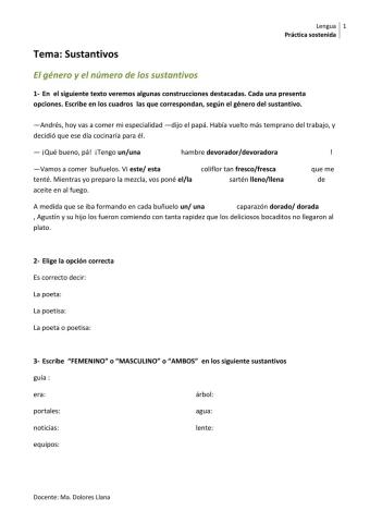 Práctica sostenida de sustantivos- Parte 1