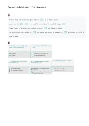 Secrets de fabrication dèun vêtement