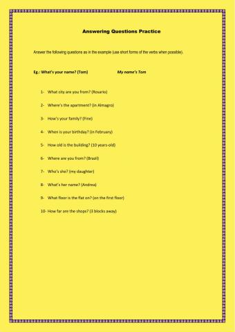 Answering Questions (Verb to be)