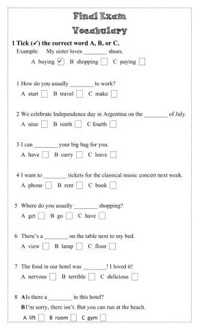 Adults - vocabulary test