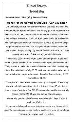 Adults - reading test