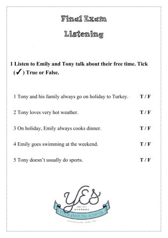 Adults  - listening test