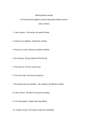 Defining relative clauses - which, who.