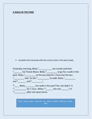 A walk in the park (Past Simple - Regular Verbs)