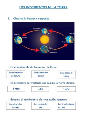 Movimientos que realiza la tierra