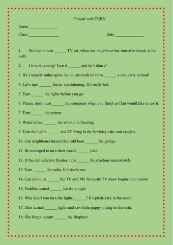 Phrasal verb TURN