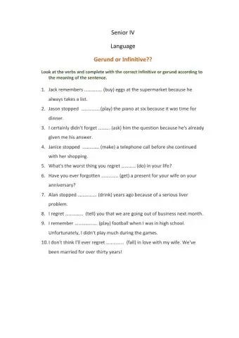 Gerunds and Infinitives