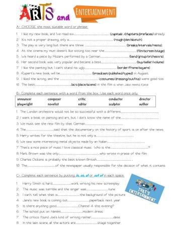 Vocabulary the arts part 1