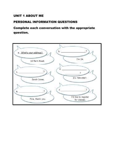 Personal Information Questions