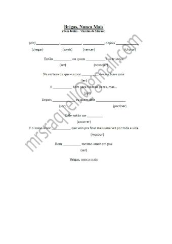 Pretérito Perfeito - Música: brigas nunca mais