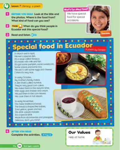 Special food in Ecuador - Daniela's poem