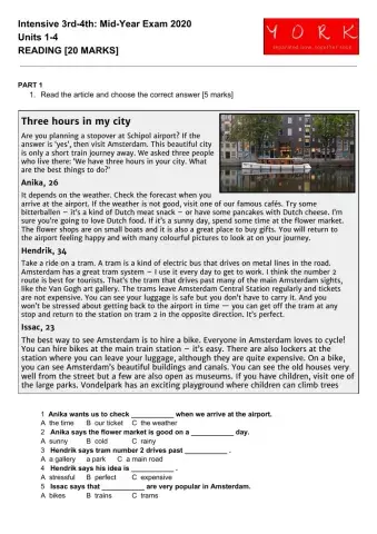 Intensive 3rd and 4th mid year exam: reading