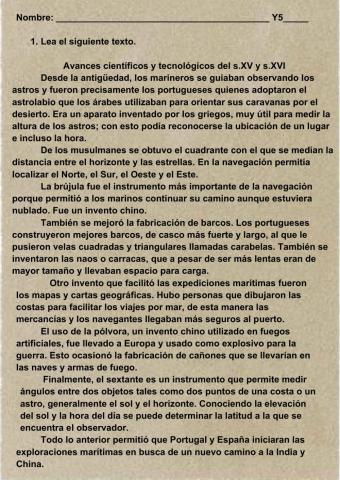 Comprensión Avances tecnológicos sXV