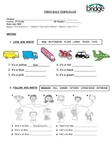 First explorers 1 writing - units 1,2,3
