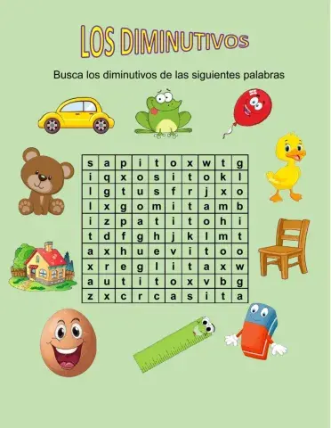 Palabras diminutivas