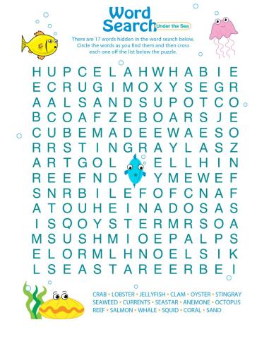 Under The Sea Word Search