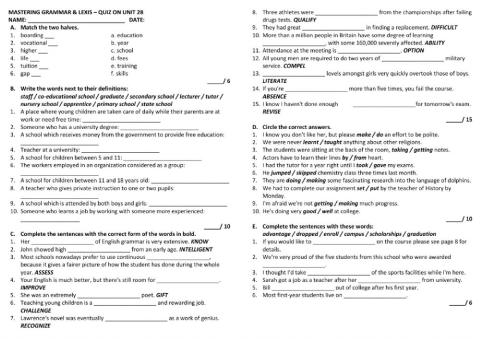 Quiz Unit 28
