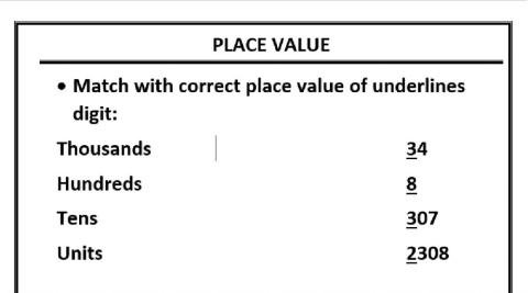 Place Value Matching
