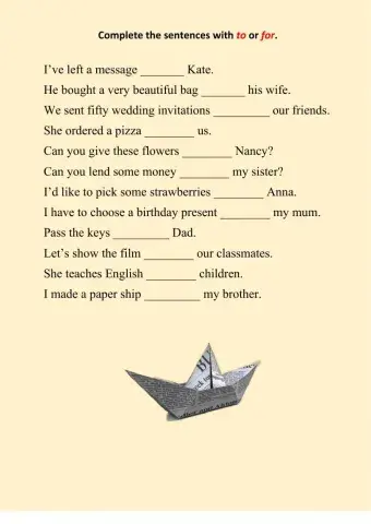 Verbs with to or for