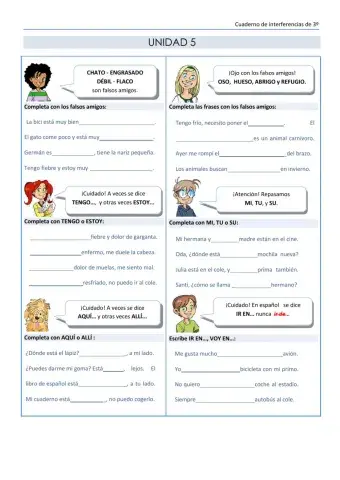 Cuaderno de interferencias portugués - español 3º