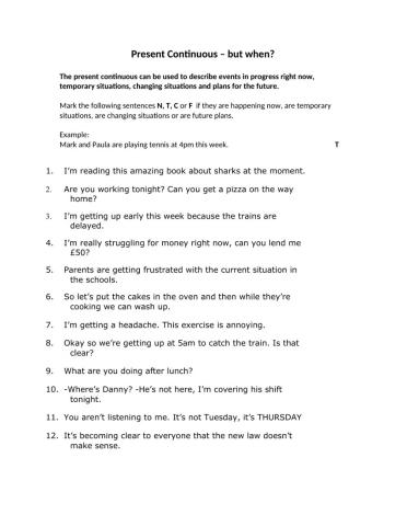 Present Continuous Usage