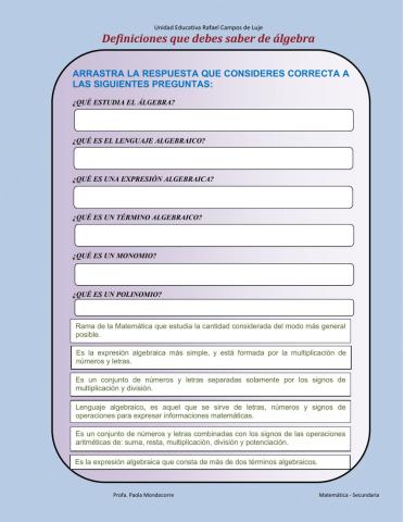 INTRODUCCIÓN AL ÁLGEBRA