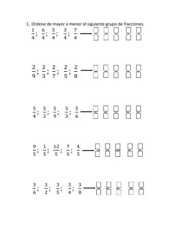 Relación de orden entre fracciones
