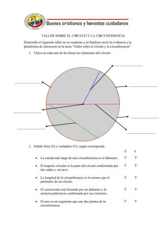 TALLER SOBRE EL CÍRCULO Y LA CIRCUNFERENCIA