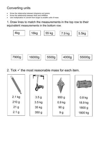 Converting units Workbook pg 196