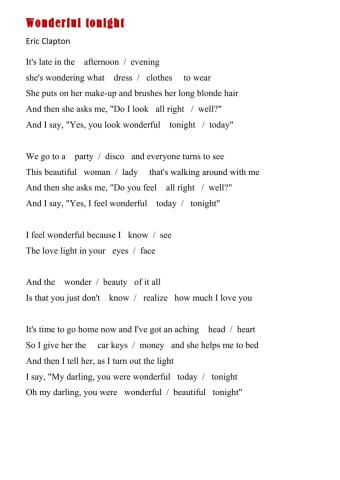 Song - Wonderful tonight