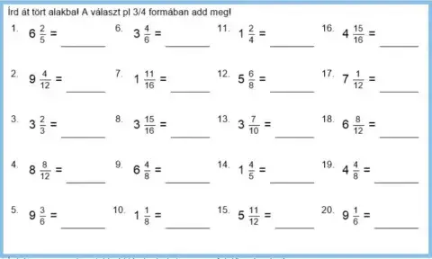 Tört vegyesszám alakja