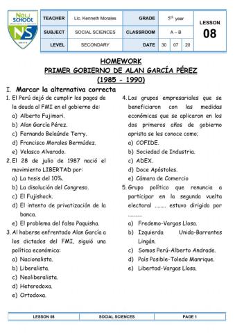 Primer gobierno de alan garcía pérez (1985 - 1990)