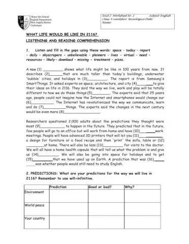 Listening what life would be like in the future?