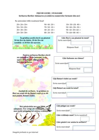 Serbarea florilor-probleme cu numere formate din zeci