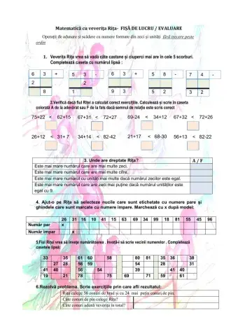 Rița veverița adună numere formate din zeci și unități