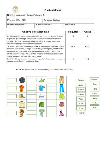 English Test 3rd grade