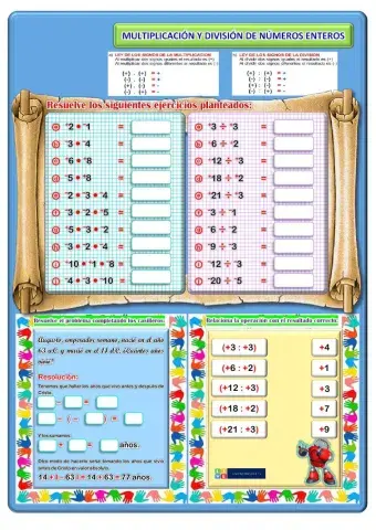 Multiplicación y división de números enteros
