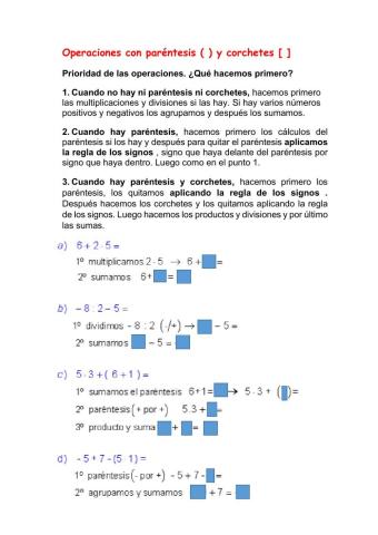 Operaciones con parentesis, corchetes