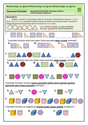 Matematiği Seviyoruz 19  Geometrik Örüntüler