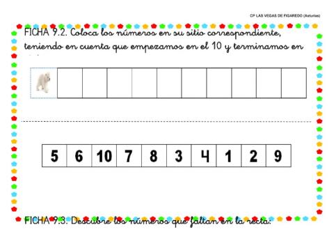 Ordena los números del 10 al 1
