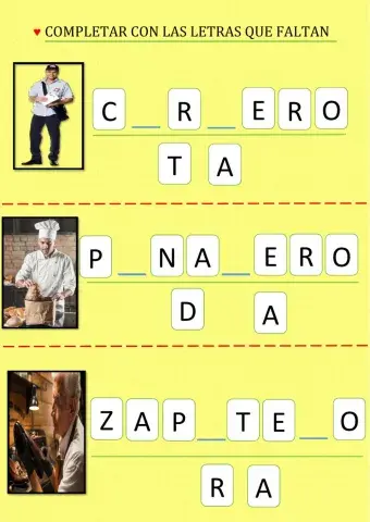 Completar con las letras que faltan