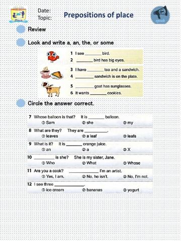 Prepositions of Place