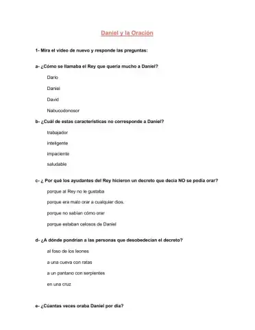 Daniel y la oración