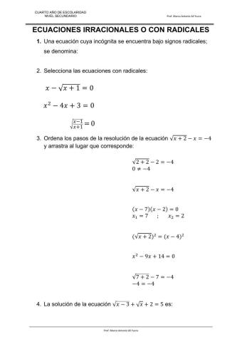 Ecuaciones irracionales o con radicales