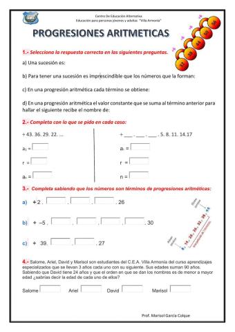 Progresiones aritméticas