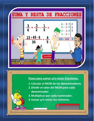 Suma y resta con fracciones.