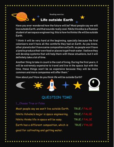 Reading Exercise:Life outside Earth