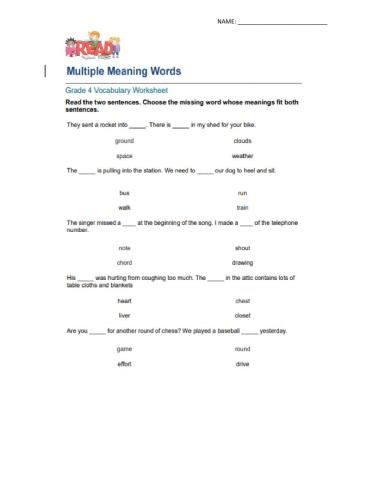 Multiple Meaning Words