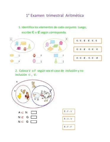 Examen trimestral de aritmética