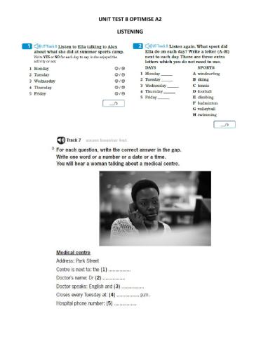Optimise a2  unit 8 test